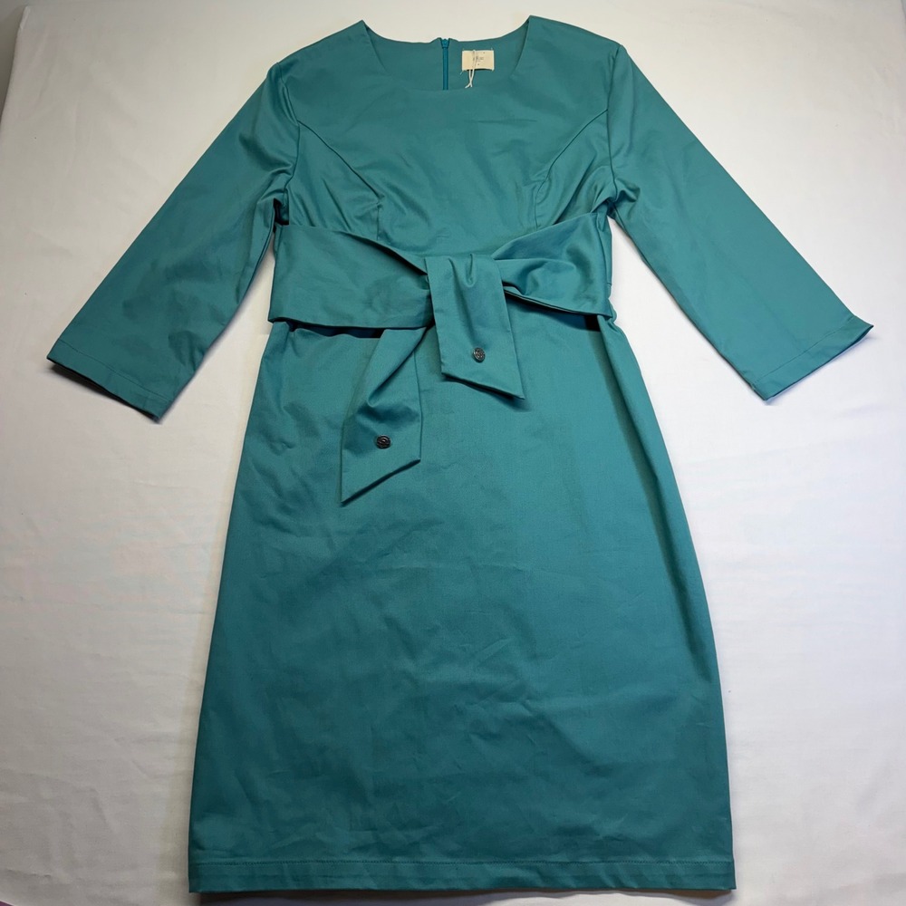 NWT‎ Teal Midi Dress M Statement Tie Waist Modest Career Church Occasion Wedding